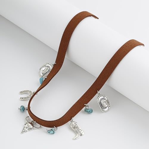 Layered Boho Necklaces for Women Gold Coin Pendant Necklaces Stackable Turquoise Choker Necklace for Women Western Jewelry - style: Style 12