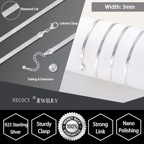 NECOCY 14K Gold Plated Necklaces for Women, Dainty Gold Herringbone Choker Necklace Thin Layered Snake Chain Jewelry for Gifts - color: SL-3MM 16" Herringbone Necklace