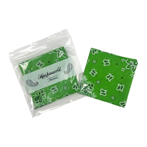 Single Pack Bandanas 60s Premium Cotton Soft Thin Handfeel Large Handkerchief for Men and Women - color: Green