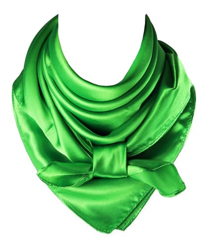 vabovin Satin Head Scarf for Women Solid Color, 35×35 in | Silk Feel Neckerchief, Hair Scarf, Fashion Bandana, Headscarf, Headband, Hair Wrap Sleeping, Daily Fashion Styling - color: 229 Grass Green