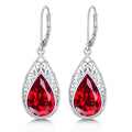 POIUY Gifts for Women Hypoallergenic Teardrop Filigree Birthstone Leverback Dangle Earrings 18K White Gold Fashion Jewelry Anniversary Wedding Birthday Gifts for Women Daughter Sister Girlfriend Wife - style: 7-July Birthstone Earrings