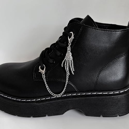 Nojess 2Pcs Punk Goth Shoe Chains Skull Boot chains Skeleton Hand Shoe Charms Shoes Sneakers Martin Boots Accessories Stuff - style: Skeleton Hand Chain