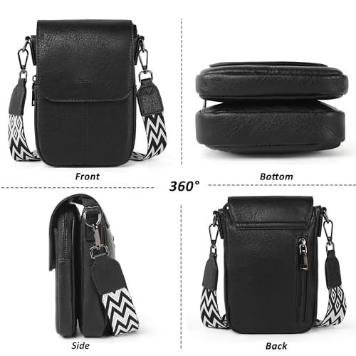 TANTOMI Small Crossbody Bags for Women Trendy, Cell Phone Purses Wallet with 4 Card Slots, Small Purses with Adjustable Strap - color: 01-black