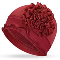 Geyoga Cotton Chemo Headwear Turban for Women Soft Elastic Cancer Hat Cancer Sleep Caps Head Wraps for Women with Hair Loss - color: Wine Red