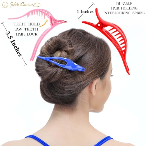 RC ROCHE 6 Pcs Flat French Claw Hair Clips For Women Thick Curly Hair Barrettes Duckbill Concord Side Slide Extra Hold Curved Eyelet Strong Hold Grip, Medium Rainbow Multicolor - color: Fresh