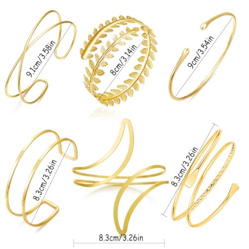 COLOYAN 6PCS Gold Arm Cuff Upper Arm Cuff Bracelets for Women Open Upper Arm Cuff Bangle Adjustable Armband Set Jewelry - color: A