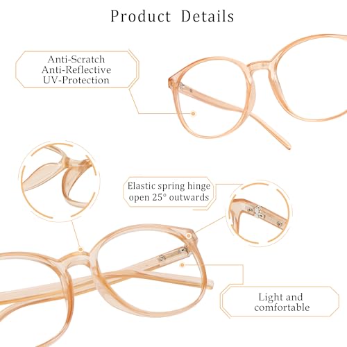 LifeArt Round Blue Light Blocking Glasses, Computer Glasses, Gaming Glasses, TV Glasses for Women Men (Champagne, No Magnification) - color: 08_days_champagne, size: +0.00(No Magnification)