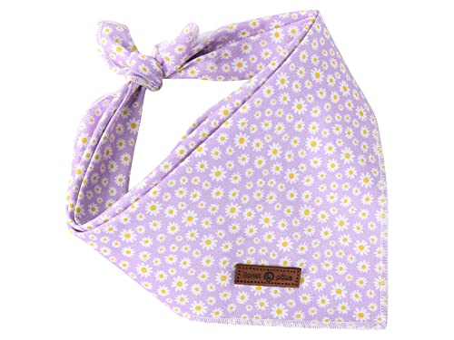 Lionet Paws Spring Daisy Dog Bandana Washable Cotton Handkerchief Scarf Triangle Purple Bandana for Small Medium Large Dogs Girl Boy - color: Purple Daisy, size: Large (Pack of 1)