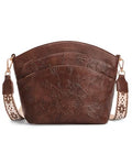 Crossbody Bags For Women, Vegan Leather Crossbody Purses with Boho Strap, Daily Travel Shoulder Handbag - color: Coffee Brown