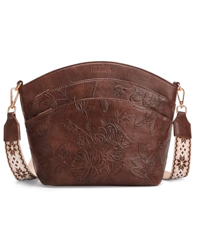 Crossbody Bags For Women, Vegan Leather Crossbody Purses with Boho Strap, Daily Travel Shoulder Handbag - color: Coffee Brown