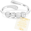 Senteria Anxiety Rings for Women Sterling Silver Rings Adjustable Stress Spinner Rings with Beads Fidget Rings for Anxiety Women - color: S925 ring-Style 1 mother