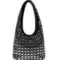 Fashion Handbags and Purses, Beach Shoulder Bags, Travel Braided Top Handle Tote Bag - color: Black