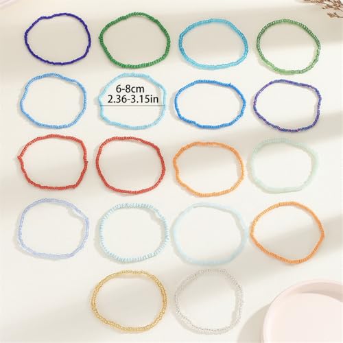 Fuqimanman2020 18Pcs Boho Stackable Beaded Bracelets for Women Colorful Handmade Multilayered Rice Beads Anklets Set Summer Beach Bohemian Jewelry Gift - color: Style 1 Multicolor B
