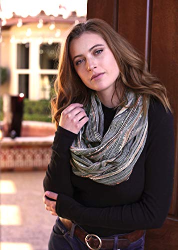 Anika Dali (15 Colors) Shimmer Sparkle Infinity Scarf, Women's Festival Bliss Lightweight Fashion Shawl - color: Forest Emerald Green