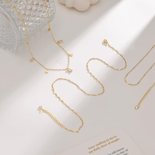Layered Necklaces For Women,Dainty Gold Plated Necklace Stack Prom Layering Necklaces For Women Trendy Chain Cross Choker Necklace Set Fashion Accessories - color: 3set-2
