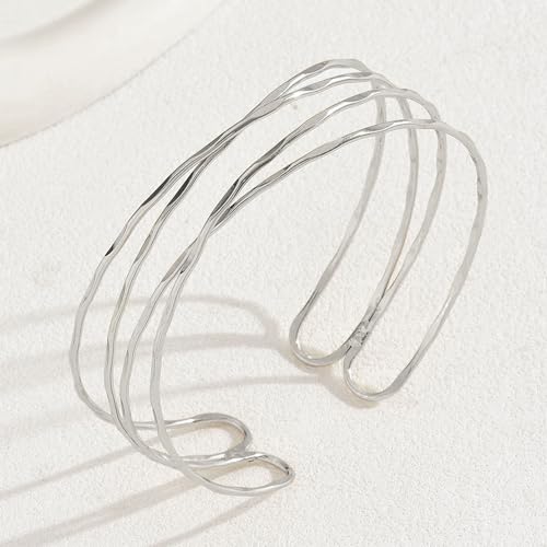 Long tiantian Gold Arm Cuff Upper for Women Bangle Bracelets Upper Arm Cuff Bracelet Trendy Armband Beach Jewelry Trendy Stuff Gifts - color: A2:silver Arm Cuff