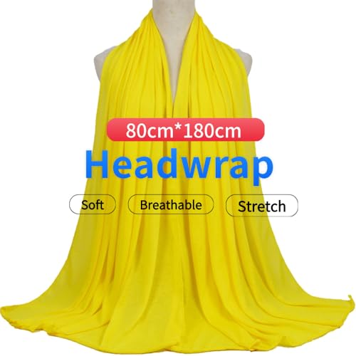 Harewom Head Wraps for Black Women Stretch Head Scarf Long African Hair Wraps Turban Headwraps Jersey Headbands - color: 1pcs -Bright Yellow