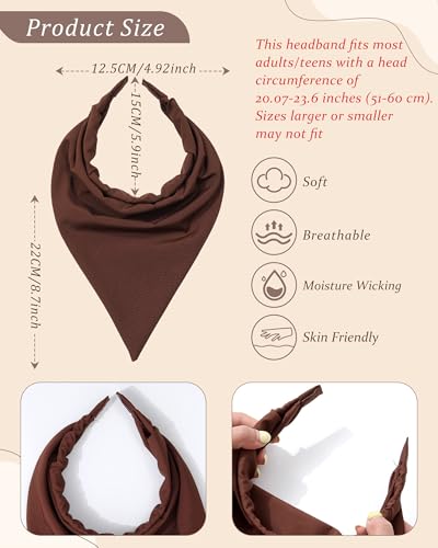 HAIMEIKANG Floral Hair Scarf Headbands for Women Boho Bandanas for Women Triangle Kerchief Solid Color Hair Bands Vintage Head Scarf (Beige+Coffee+Brown) - color: Beige+Coffee+Brown