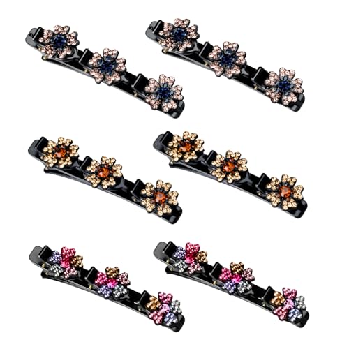 Sparkling Crystal Stone Braided Hair Clips, 2026 New Rhinestone Hair Clips Hair Braid Clips, Girls/Women Hair Accessories for Styling Sectioning (3#) - color: 3#
