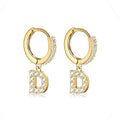 14K Gold Plated Cubic Zirconia Initial Earrings Delicate Small Hoop Earrings Hypoallergenic Letter Earrings for Women - style: D