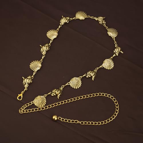 Luvatar Fashion Metal Waist Chain Belt Blouse Dress Sweater Chain Belt… - color: Golden-s97