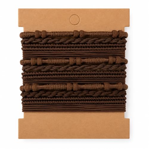 12pcs Boho Hair Tie Bracelets, Hair Ties for Women, Elastic Hair Ties, Hair Bands for Ponytails (Brown) - color: Brown
