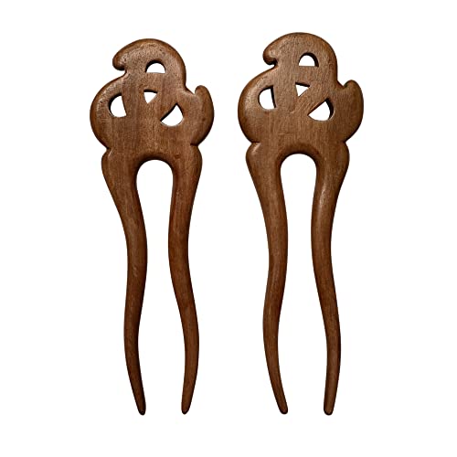 Marycrafts Set 2 Wooden Celtic Knot Hair Fork, Hairfork, Hair Pin, Hairpin, Hair Accessory, Hair Toy Handmade - size: 1 Count (Pack of 2)