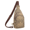 SILKAREA Canvas Sling Bag for Wome Crossbody Purse Small Sling Backpack Purse Travel Hiking Chest Bag Daypack - color: Brown Leopard