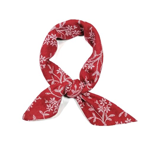 Shanlin Unisex Cotton Square Bandanas Scarves 24x24 - color: Floral-darkred