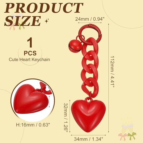 PATIKIL Cute Heart Keychain for Women, Heart Purse Charm Bag Charm Accessories for Handbag Car Purse Backpack - color: Red