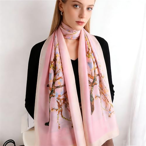 Silk Scarf Mulberry Silk Fashion Scarves Long Lightweight Shawl Wrap … - color: W15