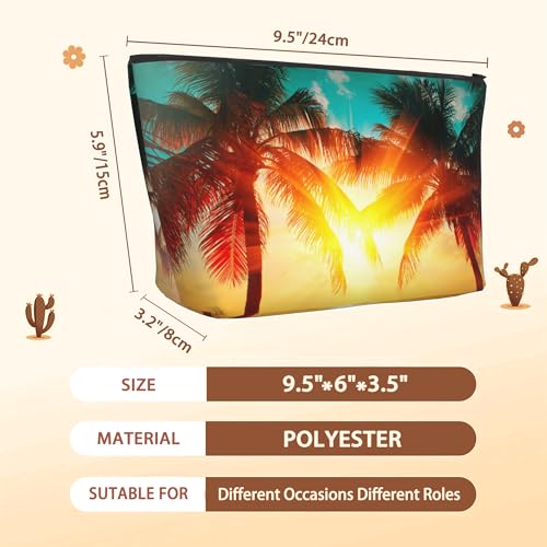 Tropical Palm Tree Makeup Bag Travel Cosmetic Bag for Women,Beach Sunset Small Make up Pouch Travel Bags for Toiletries Aesthetic Accessories Waterproof Gifts - color: Tropical Palm Tree