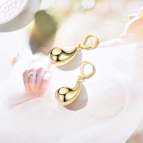 Leverback Earrings Dangle Earrings for Women Dangly Earrings Anniversary Birthday Gifts for Women - style: Post Teardrop-Gold