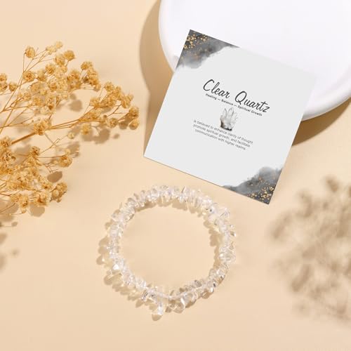 Natural Gemstone Beads Bracelets Healing Crystal Stone Beaded Bracelet for Women Men Handmade Spiritual Jewelry Gifts - color: Clear Quartz, size: Chips Beads
