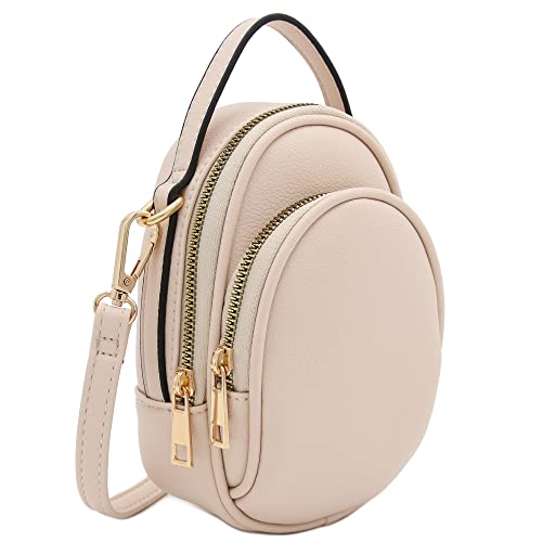 FashionPuzzle Two Compartment Mini Crossbody Bag | Two Compartment - color: Nude