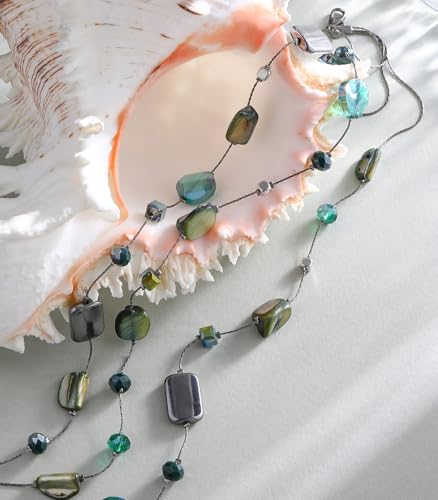FULU AUTUMN Beaded Statement Necklaces for Women Shell Bead Chunky Collar Necklace Summer Layer boho Costume Jewelry for Her - color: Green