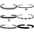 Nova&Aria Chokers Set For Women Heart Choker Necklaces Flower Pendant Velvet Cute Pink Turquoise Blue White Black Choker Necklace Christmas Colorful Lace Chokers - color: Black