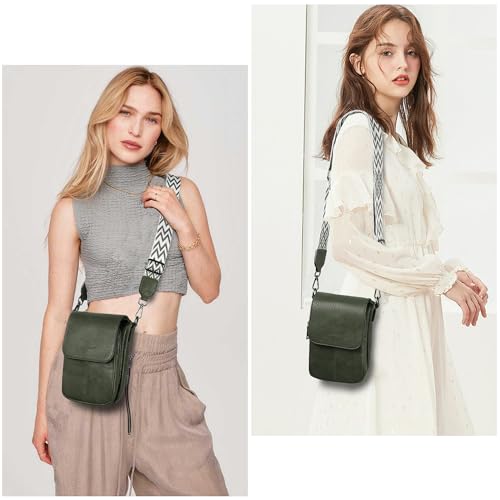 TANTOMI Small Crossbody Bags for Women Trendy, Cell Phone Purses Wallet with 4 Card Slots, Small Purses with Adjustable Strap - color: 06-dark Green