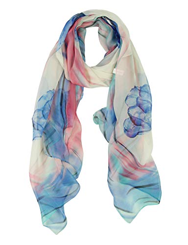 PANTONIGHT Long Chiffon Fashion Scarf Lightweight Chiffon Sheer for women - color: Blue 721
