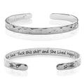 Carviell Bracelet - Gifts for Women – Inspirational, Friendship, Love, Mom, Daughter, Sister, Christian, Graduation, Memorial & Wedding Gifts – 100+ Phrases – Stainless Steel, Gift-Ready - style: BADASS Gift - A wise woman once said, fu.. this sh.., and s