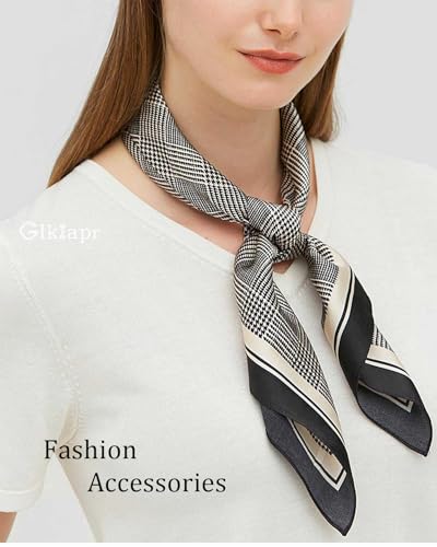 Satin Bandana Headscarf for Women Silky Hair Scarves for Fashion Lightweight - color: 22-black and White Stripe