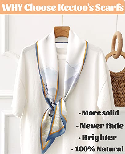 kcctoo 59" Mulberry Silk Like Head Scarf Women's Fashion Square Neck Satin Scarfs for Bag Hair Scarves Gift 59 * 5.9” - color: I04-lake Blue