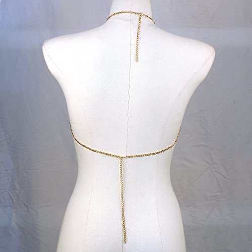 Chran Summer Beach Bra Top Chain Sexy Bikini Accessories Body Chains for Women Golden Necklace Party Jewelry - style: gold