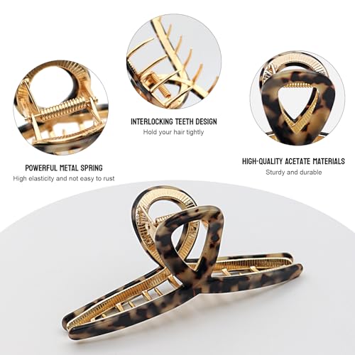 MEDOCA Large Claw Clips - Metal Hair Clips for Women - Gold Claw Clips for Thick Hair - Strong Hold Big Claw Clip for Women Girls - Black - color: 3.Black