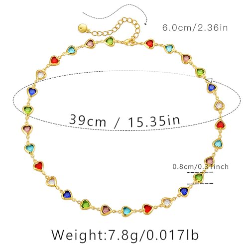 Beaded Choker Necklaces for Women 18k Gold Plated Dainty Gold Choker Necklaces for Women - style: heart cz choker 2