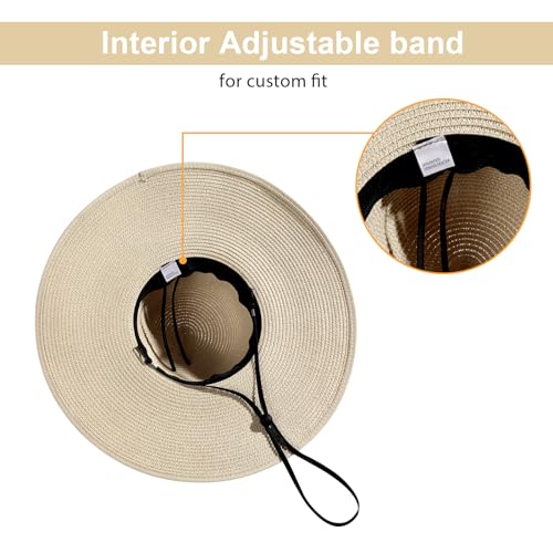 Beach Hats for Women - Beach Hat Womens UPF 50+, Packable Sun Hat Women Roll Up, Wide Brim Straw Hat for Women - color: Beige