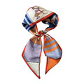 Hair Scarf for Women - 53"x5.3" Purse Scarf, Extra Long Satin Wrap, Versatile Belt & Boho Neck Accessory - color: Beige Horse