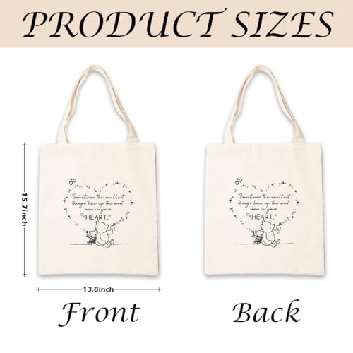 Canvas Tote Bag Aesthetic for Women,Reusable Canvas Cute Shoulder Bag for Grocery, Shopping, Beach & Daily Use - color: Cute Bear 2