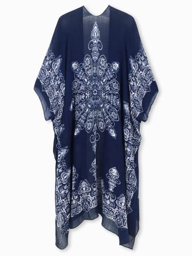 Breezy Lane Kimonos for Women Swimsuit Coverups Beach Cover Up Swimwear Cardigan Summer - color: A Indigo Print