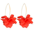 Exaggerated Bohemian Resin Rose Flower Petal Dangle Drop Earrings Long Acrylic Tiered Floral Tassel Earring for Women - color: Red